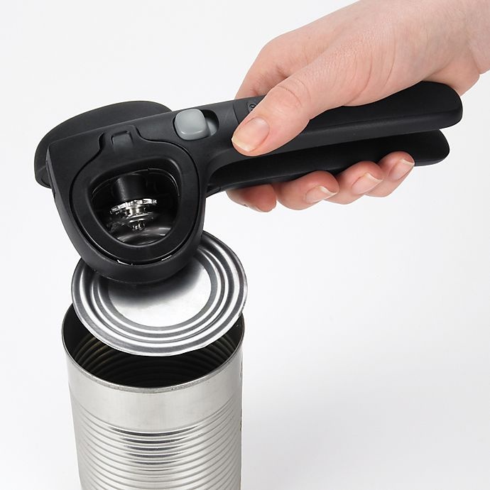slide 3 of 4, OXO Good Grips Locking Can Opener With Lid Catch - Black, 4 in x 1.75 in x 7 in