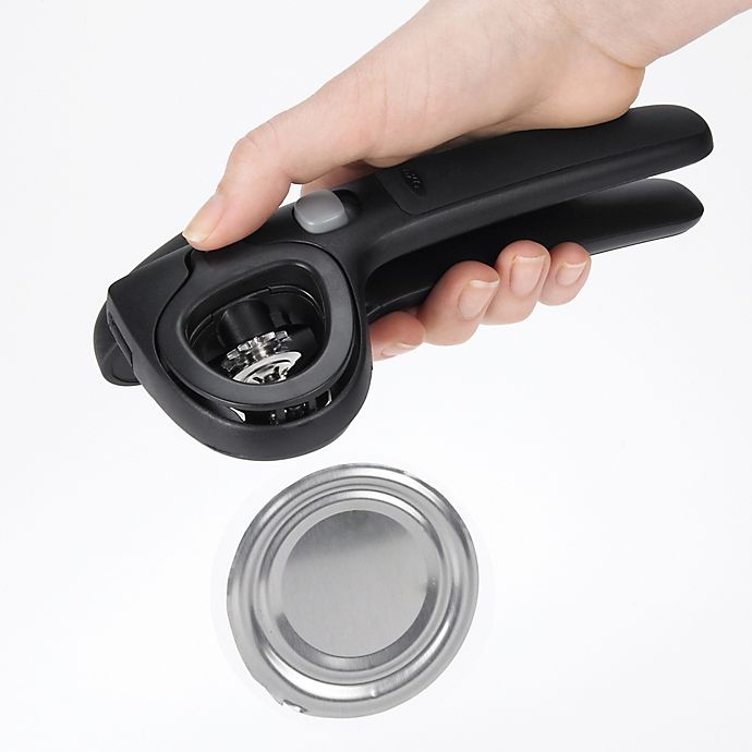 slide 4 of 4, OXO Good Grips Locking Can Opener With Lid Catch - Black, 4 in x 1.75 in x 7 in