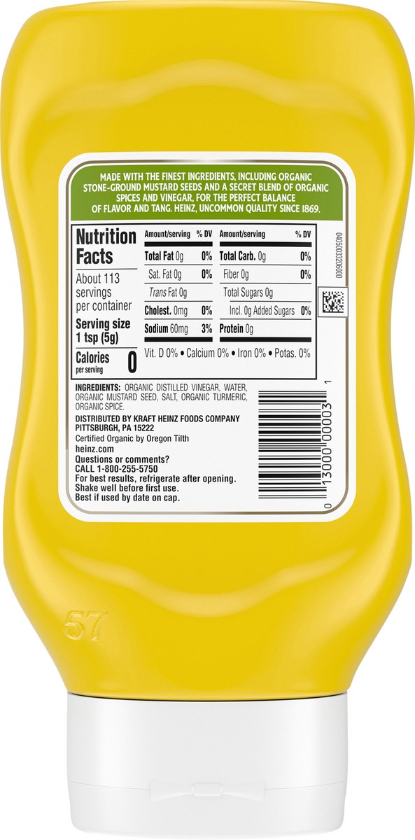 slide 5 of 9, Heinz Organic Yellow Mustard, 20 oz Bottle, 20 oz