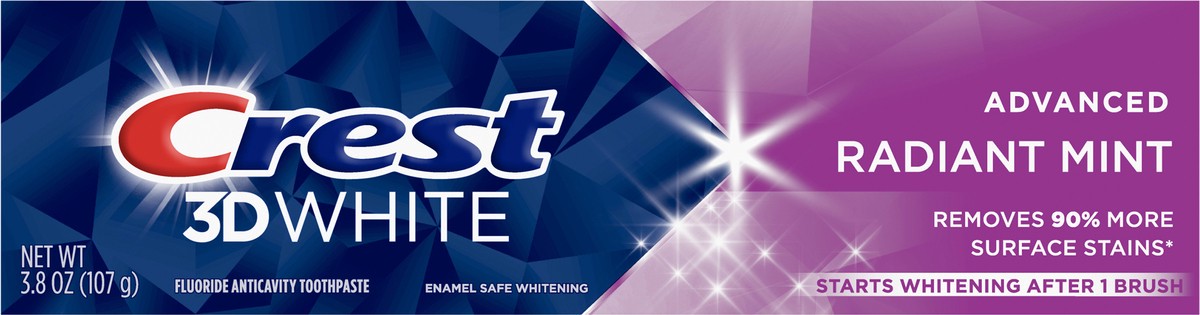 slide 7 of 9, Crest 3D White Advanced Radiant Mint, Teeth Whitening Toothpaste, 3.8 oz, 3.8 oz