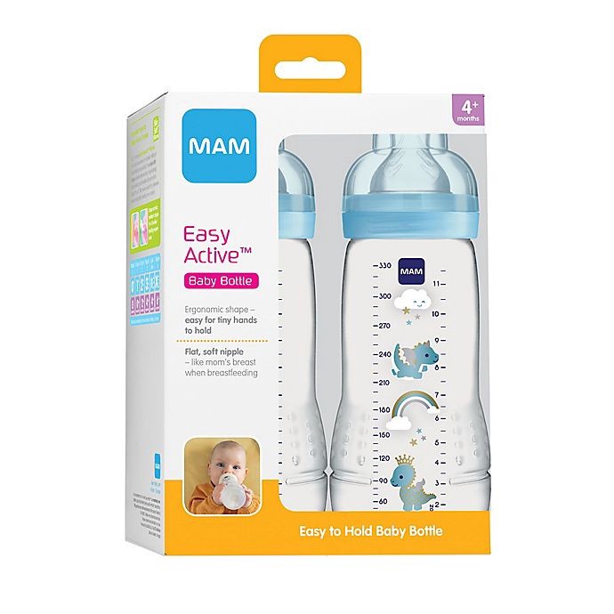 slide 3 of 9, MAM 11 oz. Easy Active Bottle - Blue, 2 ct