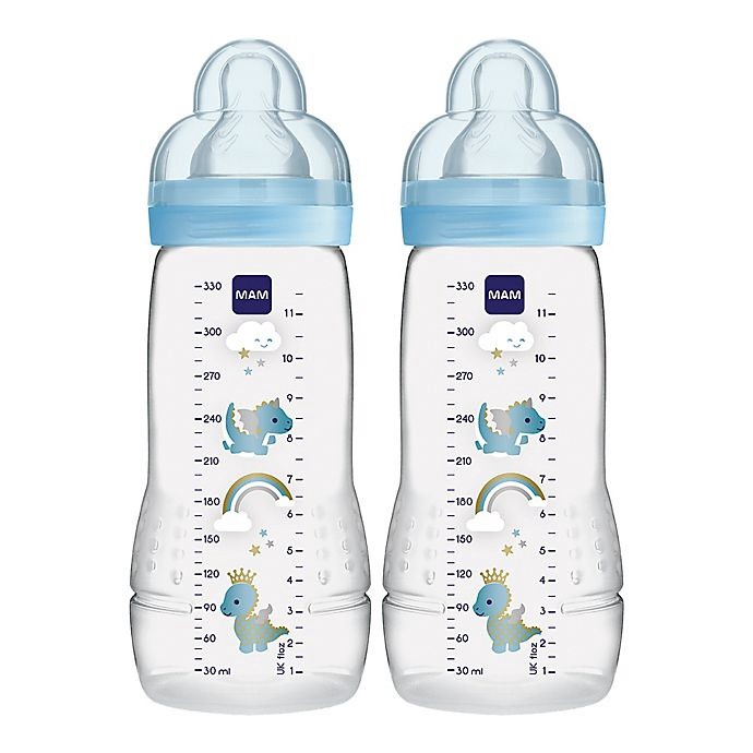 slide 1 of 9, MAM 11 oz. Easy Active Bottle - Blue, 2 ct