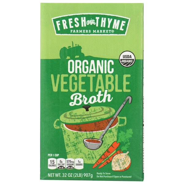slide 1 of 1, Fresh Thyme Organic Vegetable Broth Vegan, 1 ct