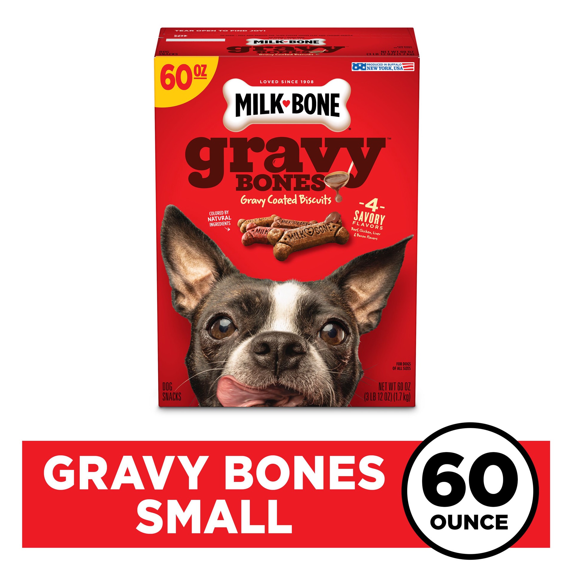 slide 6 of 9, Milk-Bone GravyBones Dog Biscuits - Small, 60 oz