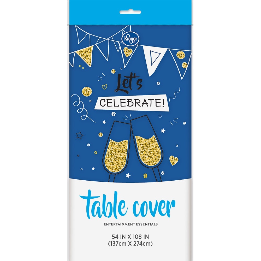 slide 1 of 1, Kroger Entertainment Essentials Table Cover Blue, 54 in x 108 in