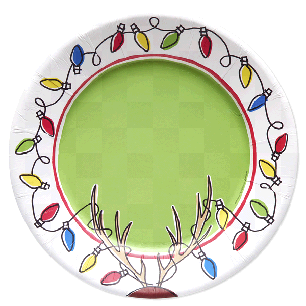 slide 1 of 1, Papyrus Holiday Lights Dessert Plate, 1 ct