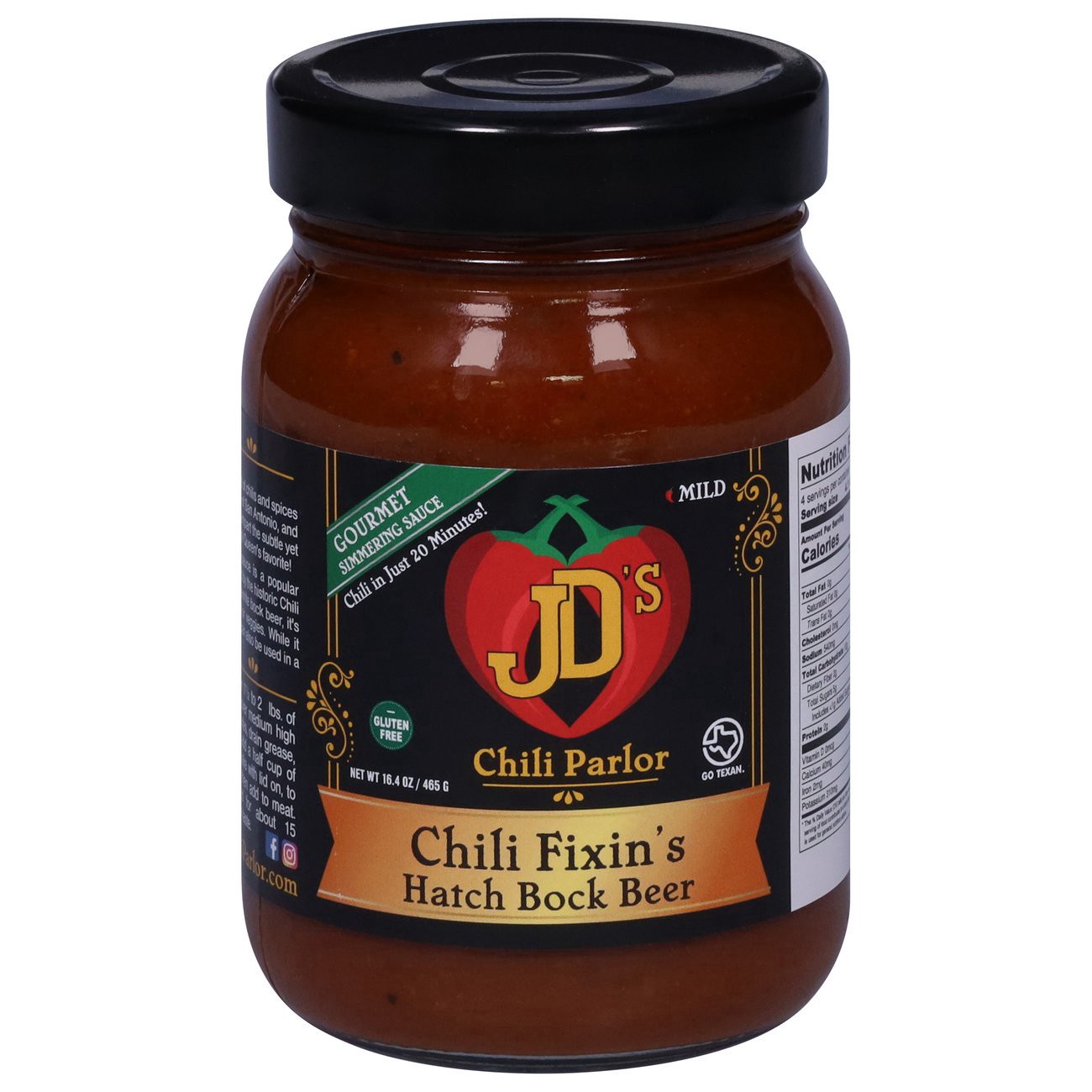 slide 1 of 1, JD's Chili Parlor Mild Gourmet Chili Fixins Hatch Bock Beer Simmering Sauce 16.4 oz, 16.4 oz