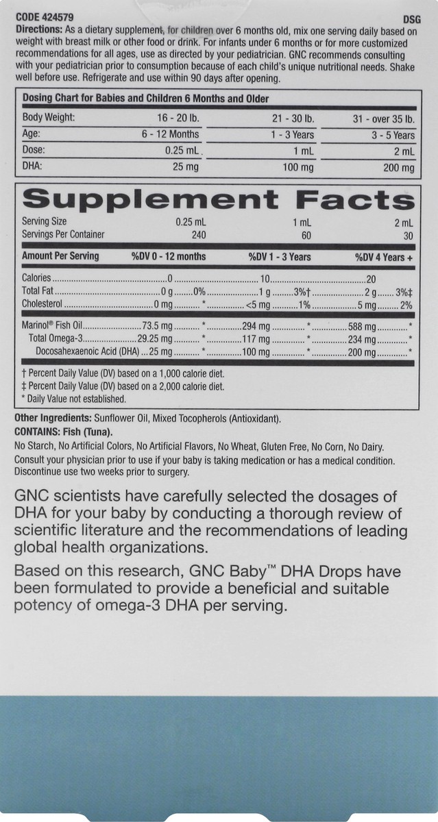 slide 5 of 6, GNC DHA Drops 2 oz, 2 oz