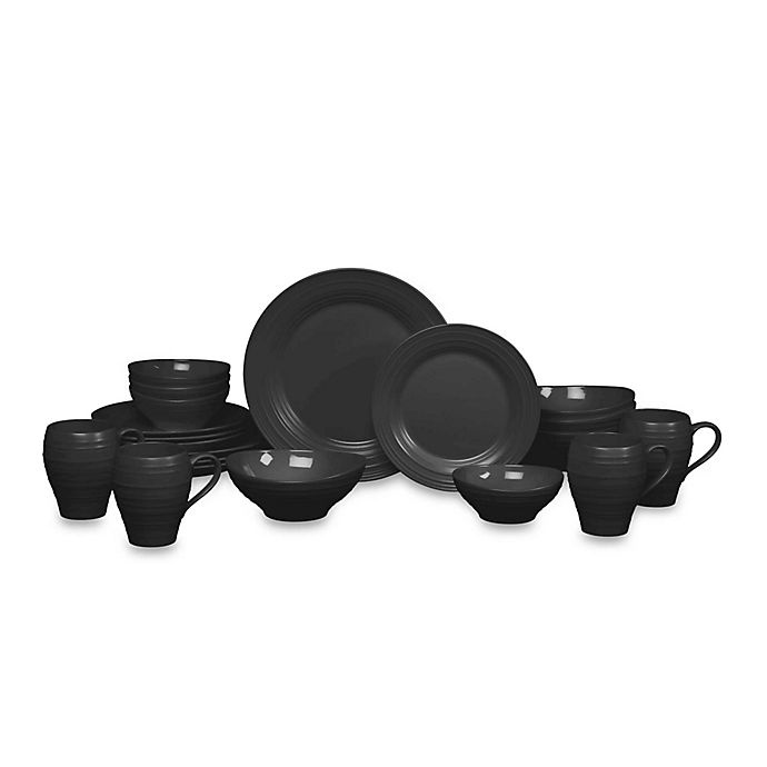 slide 1 of 1, Mikasa Swirl Dinnerware Set - Black, 20 ct