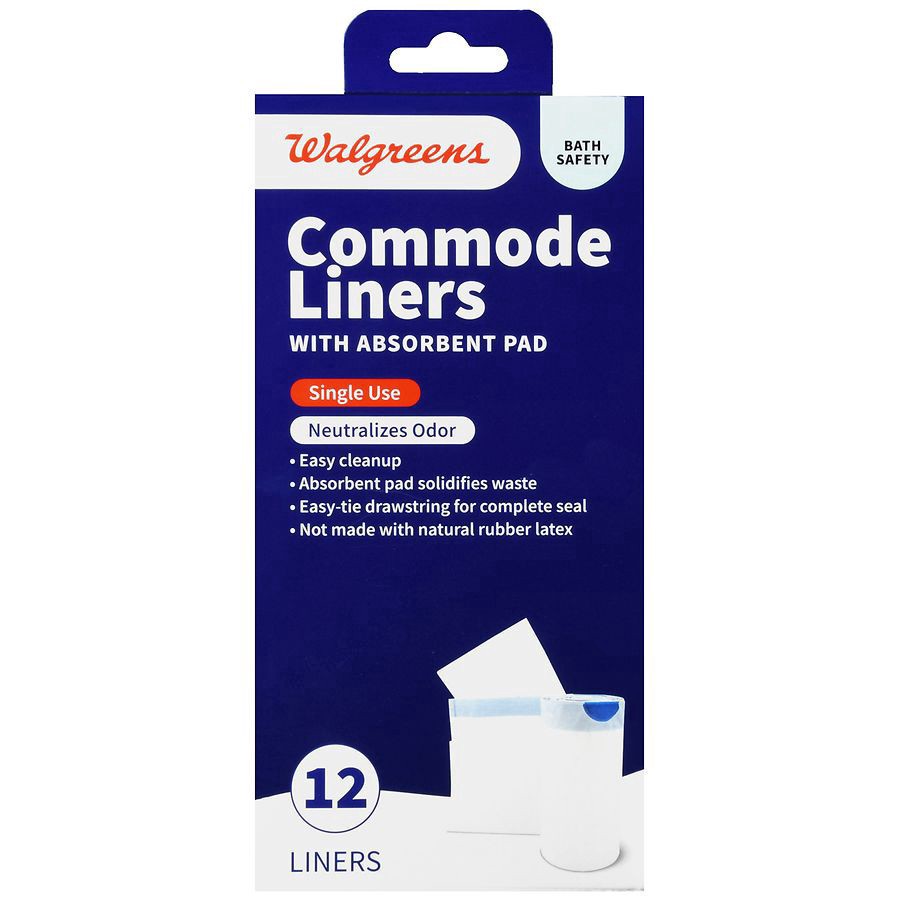 slide 5 of 5, Walgreens Commode Liners with Absorbent Pad, 12 ct