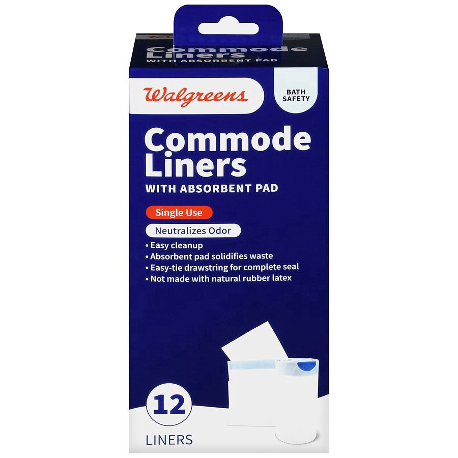 slide 1 of 5, Walgreens Commode Liners with Absorbent Pad, 12 ct