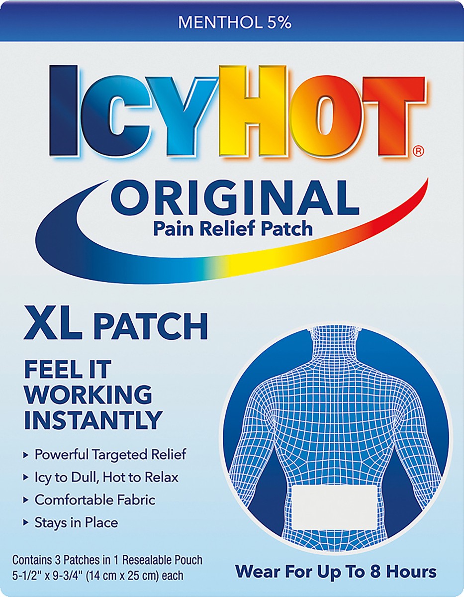 slide 4 of 12, Icy Hot Original Pain Relief Patch XL 3 ea, 3 ct