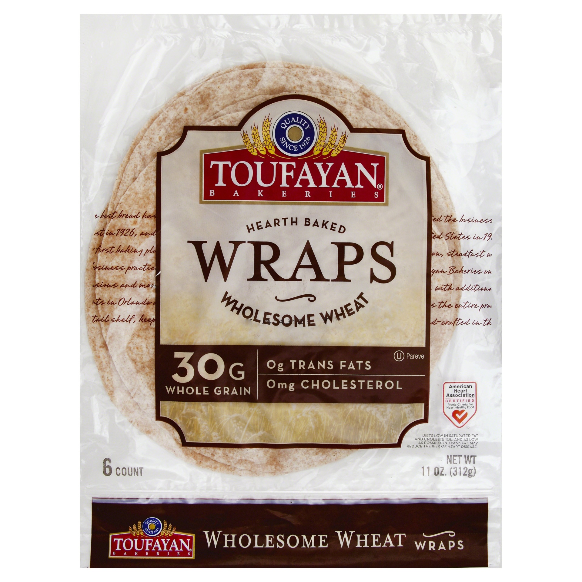 slide 1 of 5, Toufayan Bakeries Wholesome Wheat Wraps, 11 oz