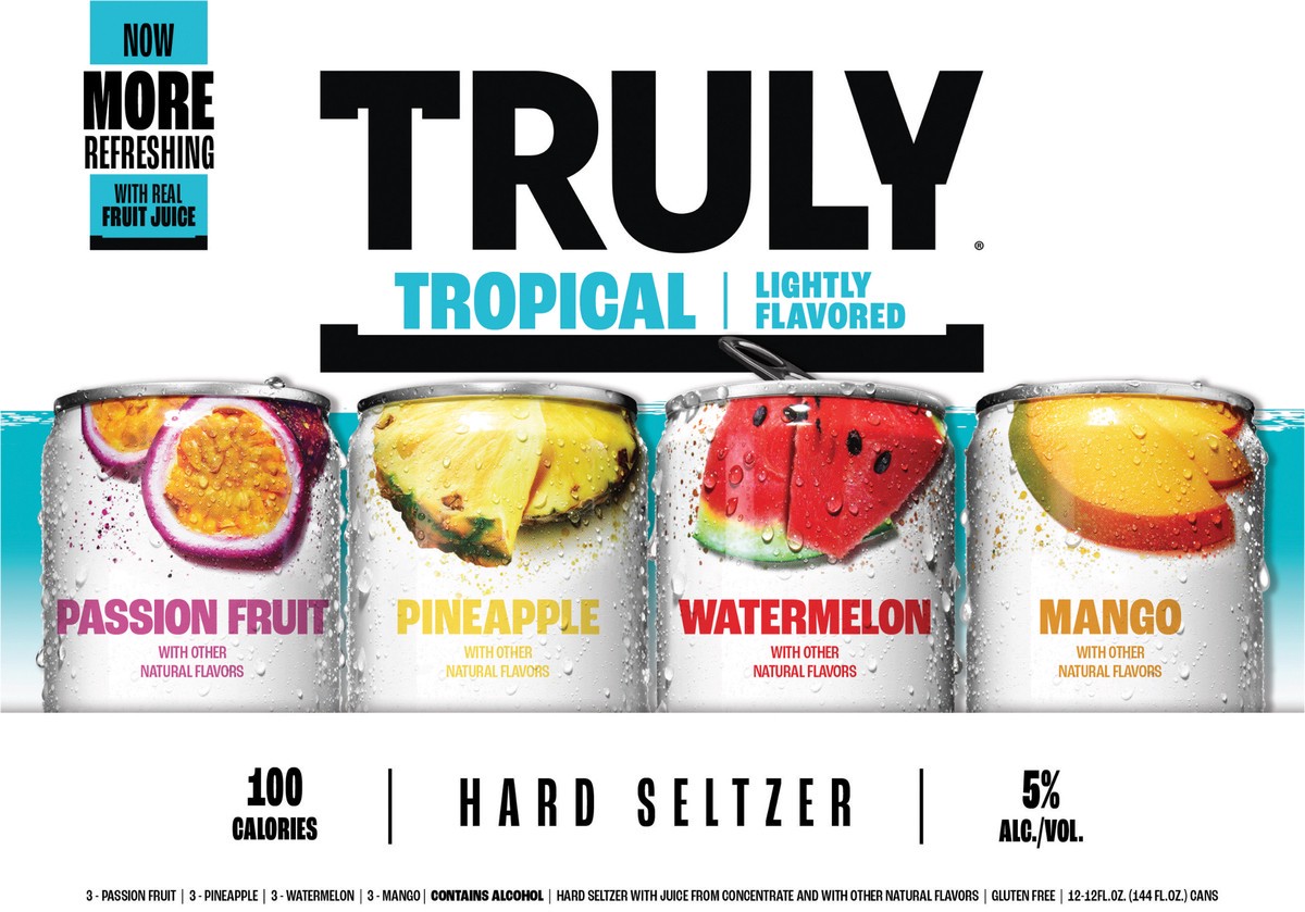 slide 4 of 6, TRULY Hard Seltzer Tropical Variety Pack (12 fl. oz. Can, 12pk.), 12 oz