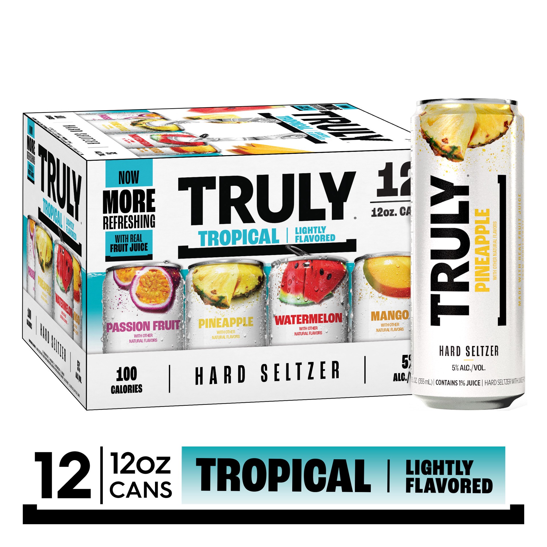 slide 1 of 6, TRULY Hard Seltzer Tropical Variety Pack (12 fl. oz. Can, 12pk.), 12 oz