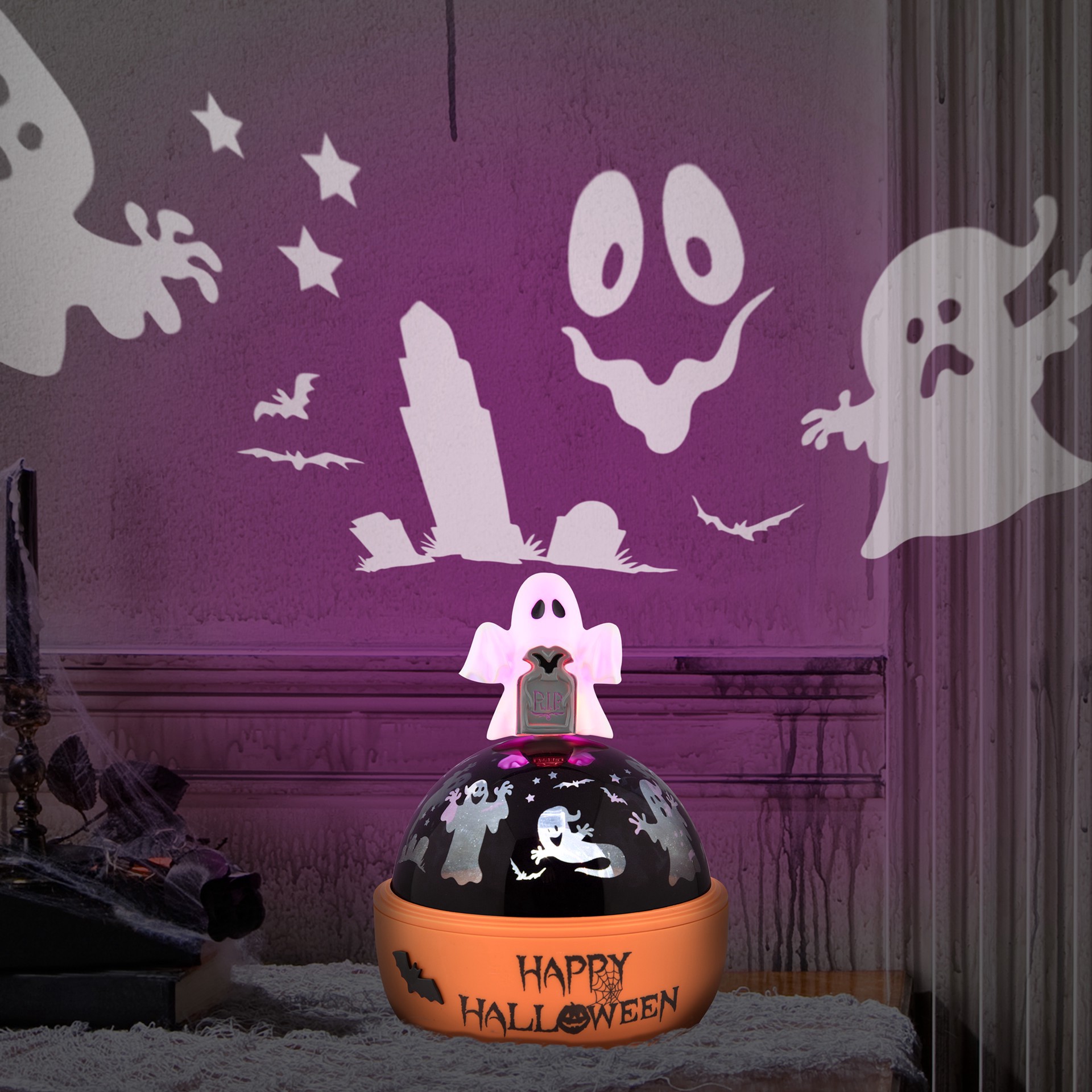 slide 3 of 3, Led Shadowlights Ghosts Lightshow Projector Decor By Ashland, 7.75 in