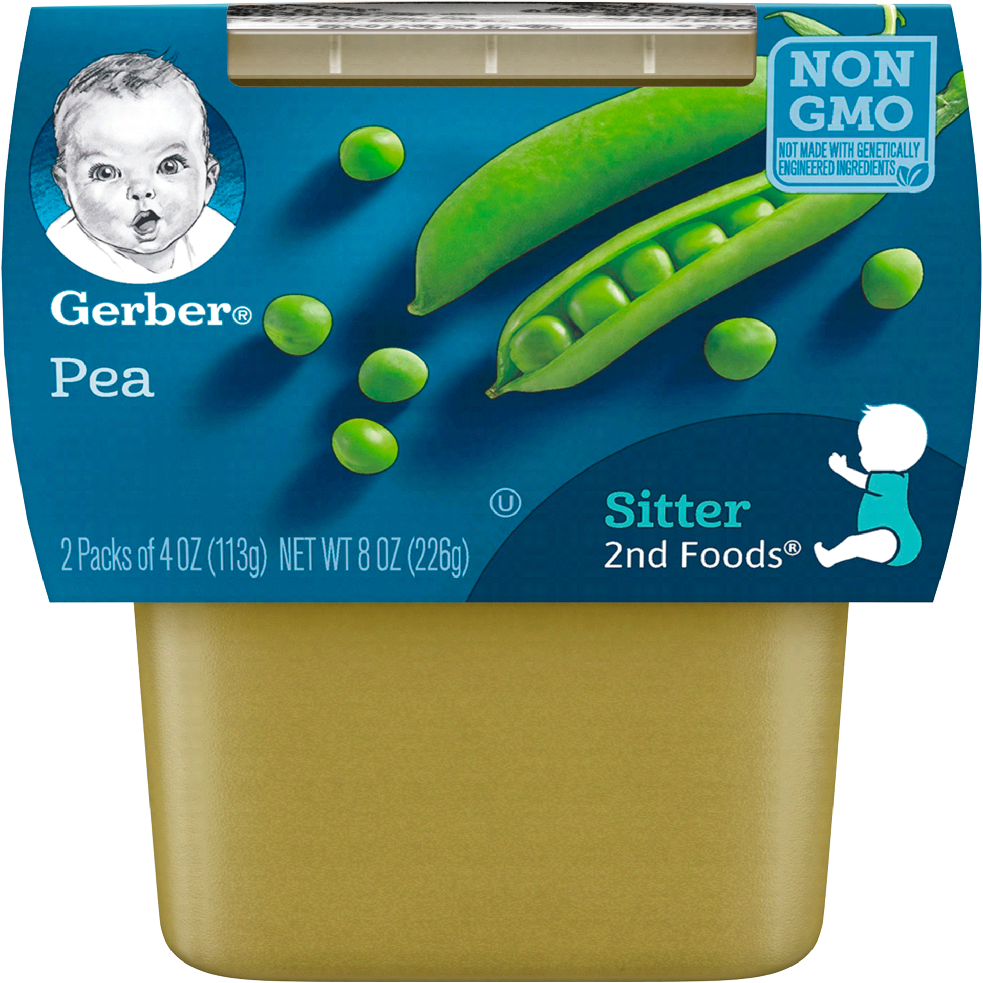 slide 1 of 1, Gerber Strain Peas, 2 ct; 4 oz