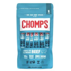 Chomps Sea Salt Beef Sticks - 8 Count, 1.15 oz. Sticks