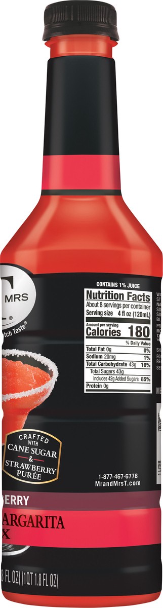 slide 4 of 7, Mr & Mrs T Strawberry Daiquiri Margarita Mix- 1 liter, 1 liter