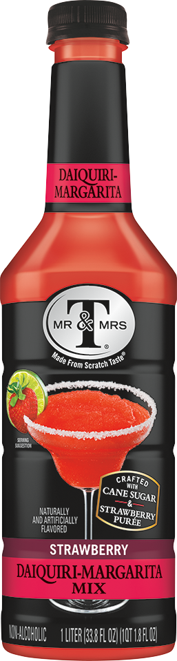 slide 1 of 2, Mr & Mrs T Strawberry Daiquiri-Margarita Mix Bottle, 1 liter