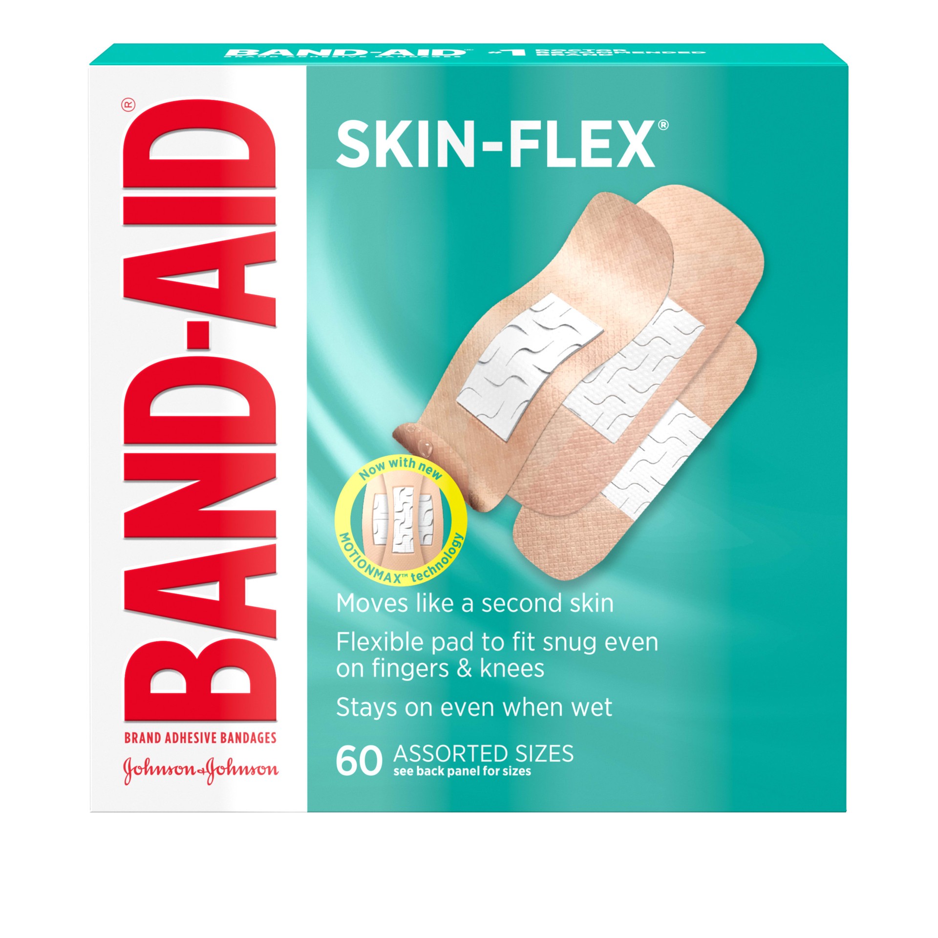 slide 1 of 5, BAND-AID Adhesive Bandages Skin Flex Assorted Sizes, 60 ct