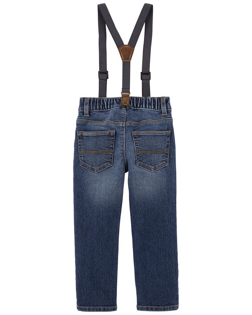 slide 2 of 2, Oshkosh Toddler Favorite: Stretch Denim Suspenders Bright Sea Wash 5T, 1 ct