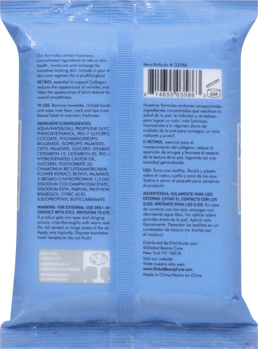 slide 2 of 9, Global Beauty Care Retinol Cleansing Wipes 30 ea, 30 ct