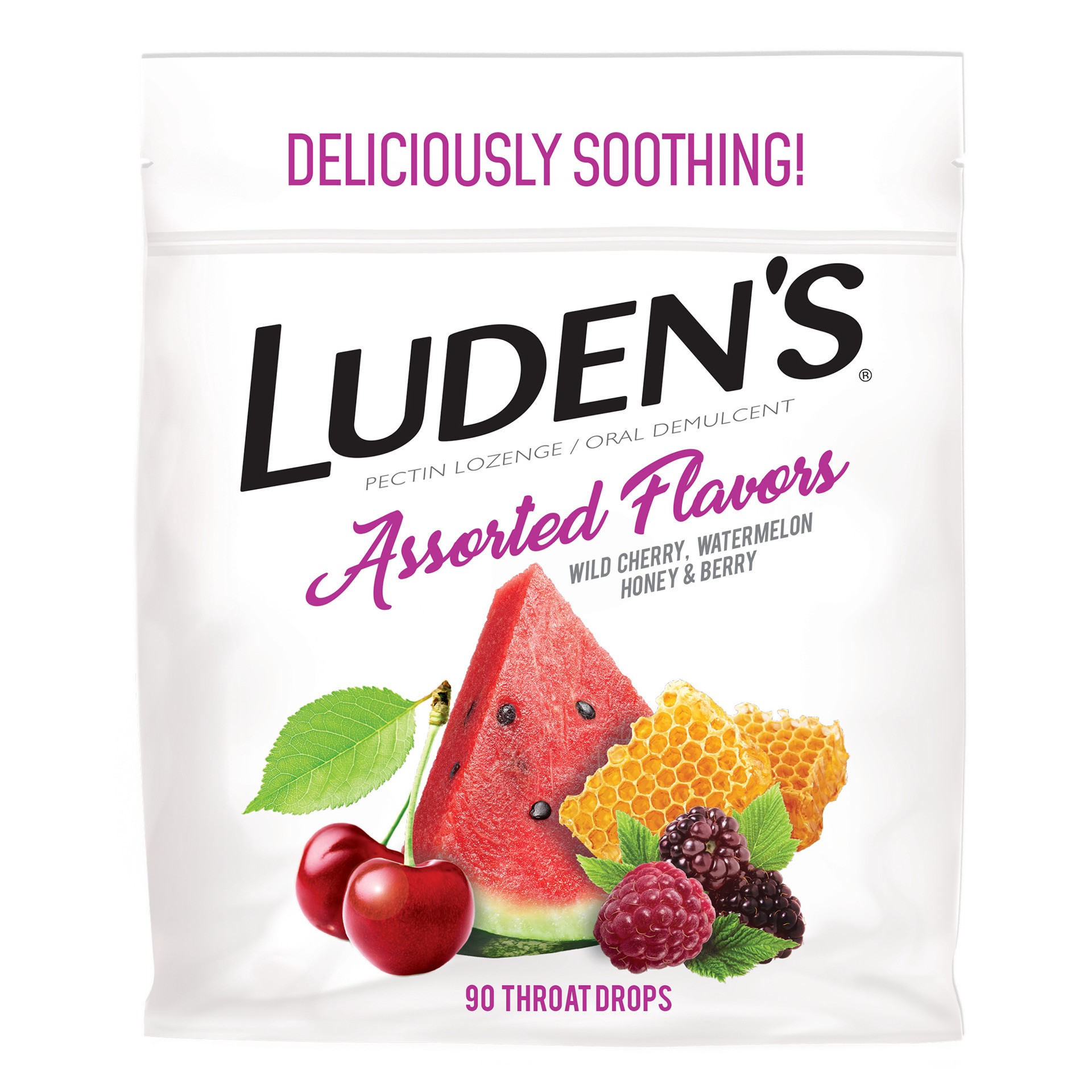 slide 1 of 3, Luden's Sore Throat Drops, For Minor Sore Throat Relief, Assorted Flavors, 90 Count, 90 ct