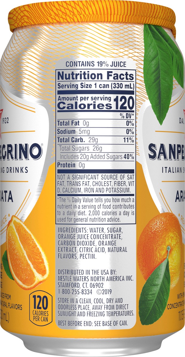 slide 6 of 9, SANPELLEGRINO Sparkling Fruit Beverages, Aranciata/Orange 11.15-ounce cans, 11.15 oz