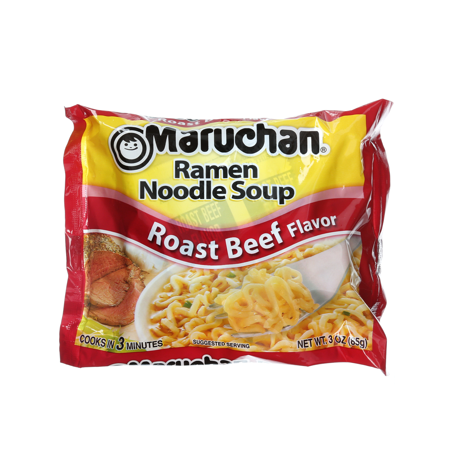 slide 1 of 2, Maruchan Roast Beef Flavor Ramen Noodle Soup, 3 oz