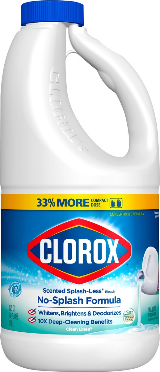 slide 1 of 29, Clorox Clean Linen Scented Splash-Less Bleach 1.25 qt, 1.25 qt