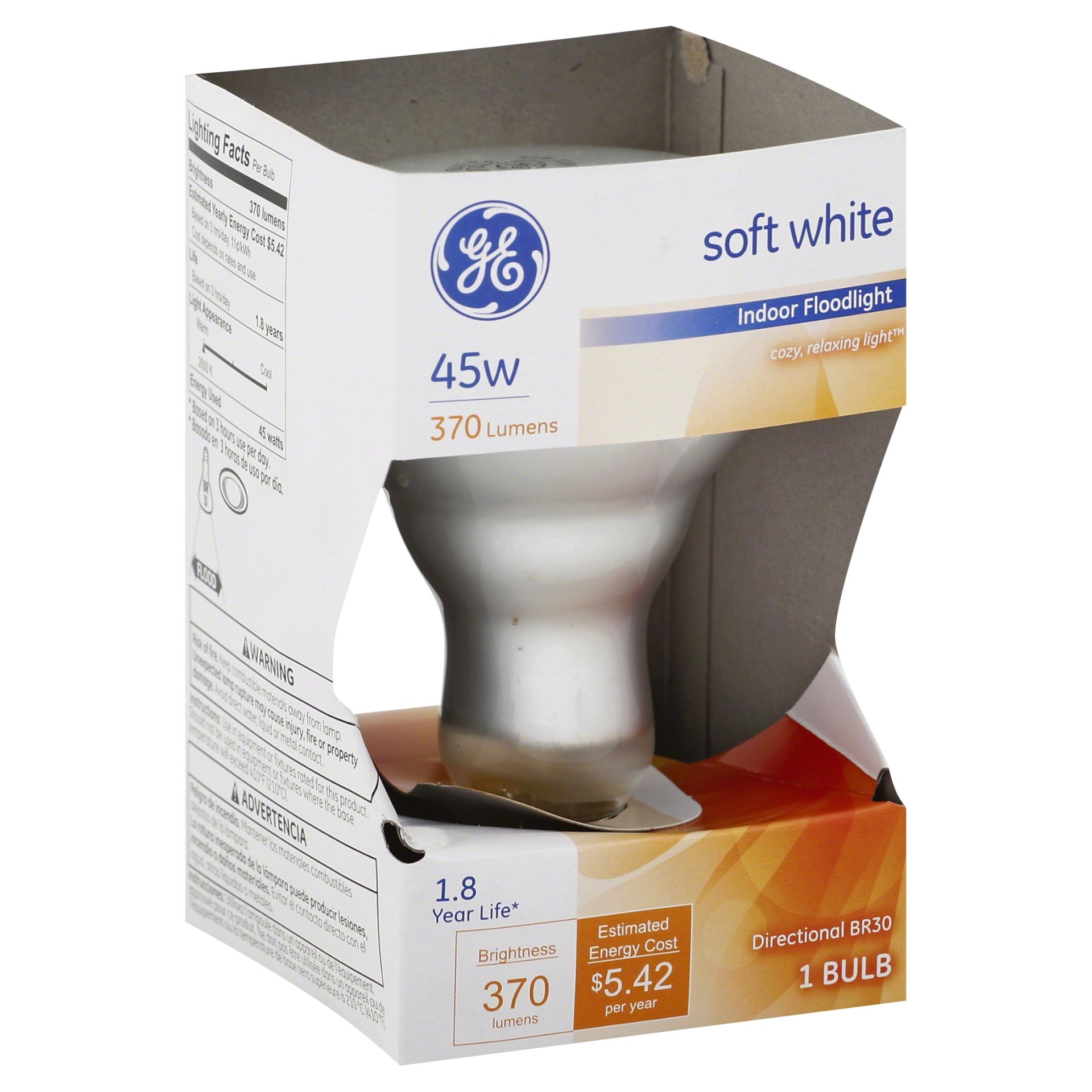 slide 1 of 1, GE 45W Indoor Floodlight Bulb - Soft White, 1 ct