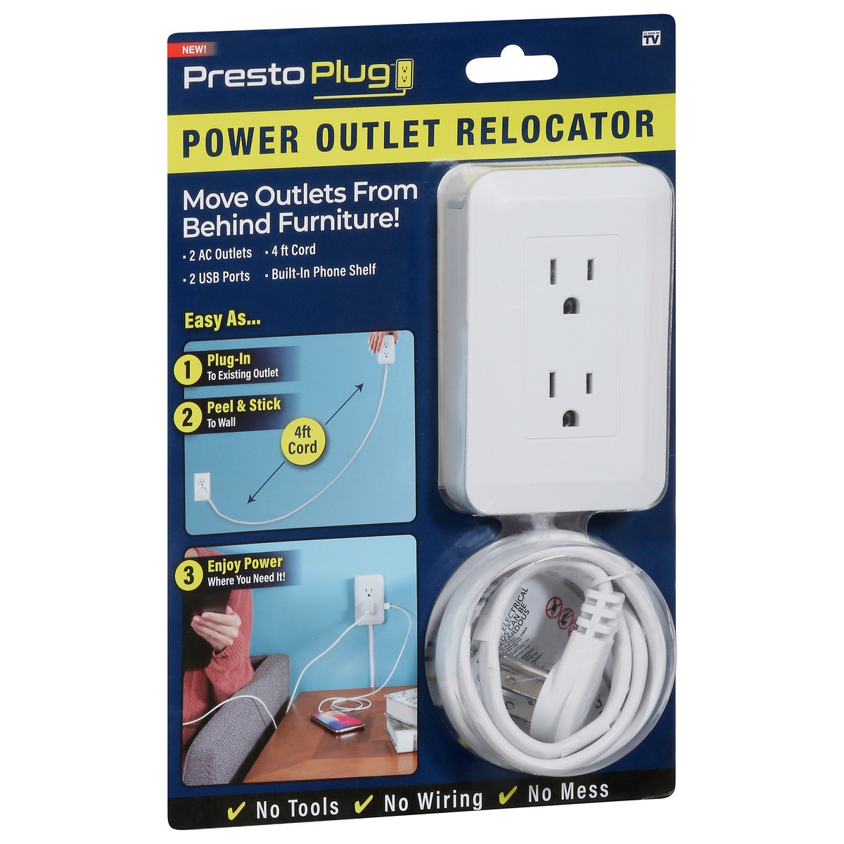 slide 2 of 9, Presto Plug Power Outlet Relocator 1 ea, 1 ea