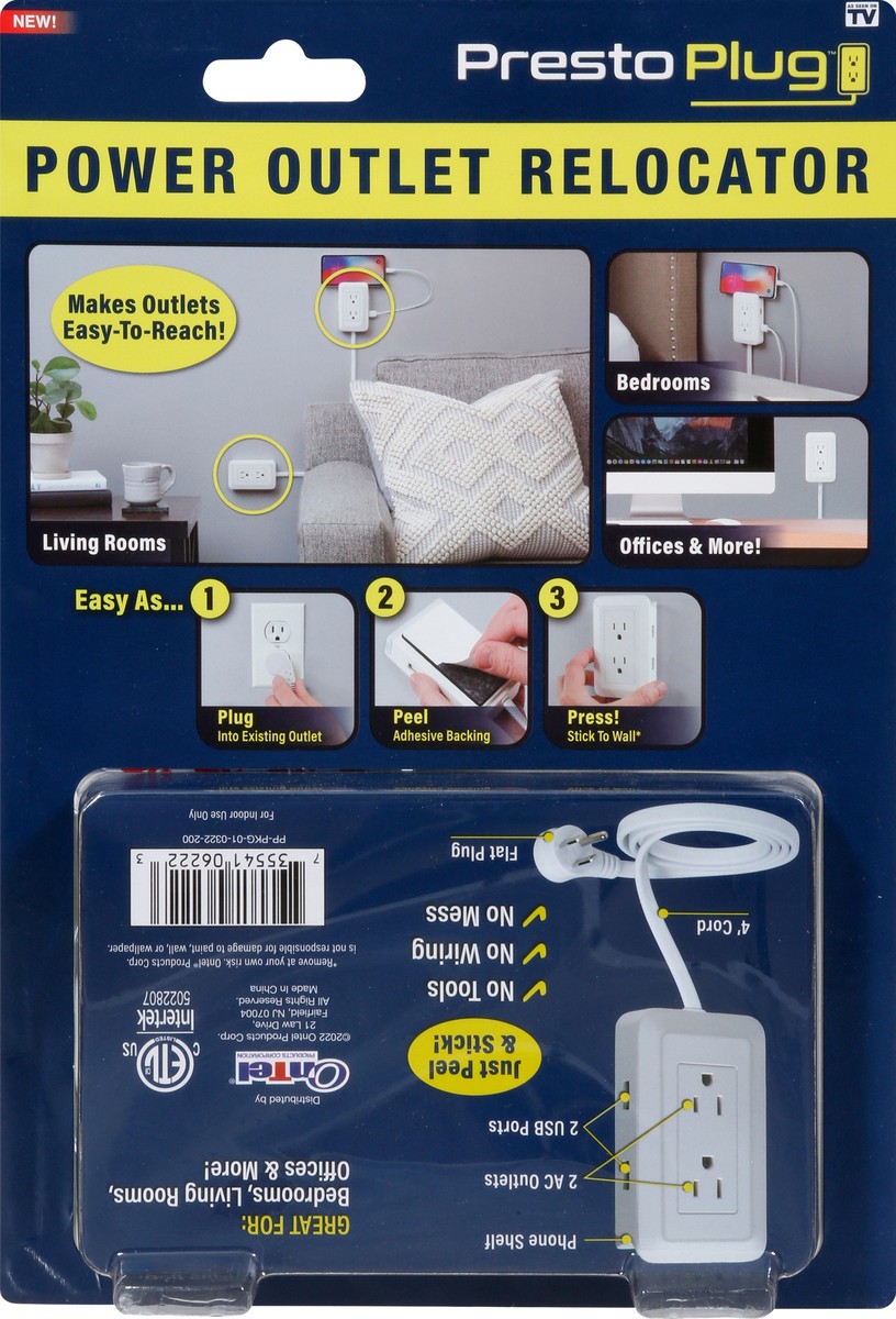 slide 5 of 9, Presto Plug Power Outlet Relocator 1 ea, 1 ea