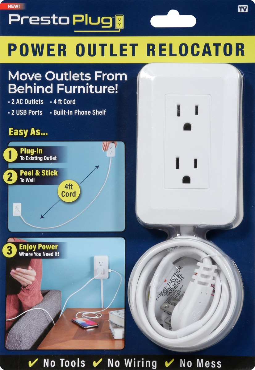 slide 6 of 9, Presto Plug Power Outlet Relocator 1 ea, 1 ea