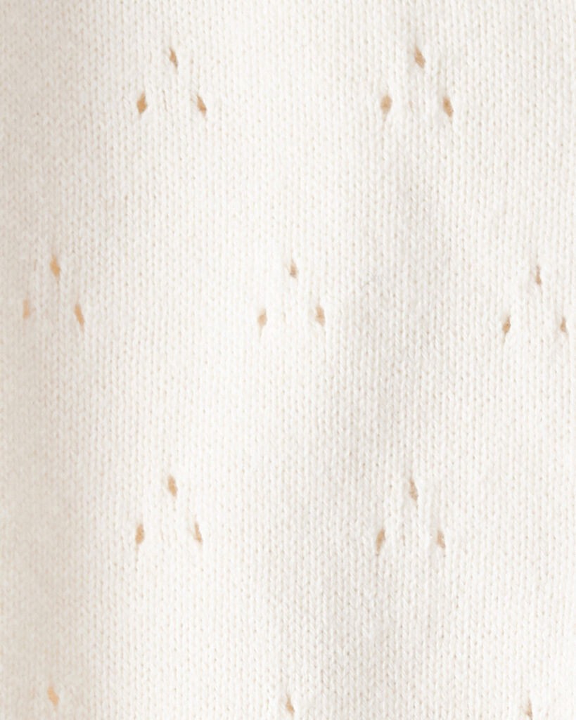 slide 3 of 3, Littleplanet Baby Girl Organic Cotton Sweater Knit Pointelle Jumpsuit Sweet Cream 24M, 1 ct