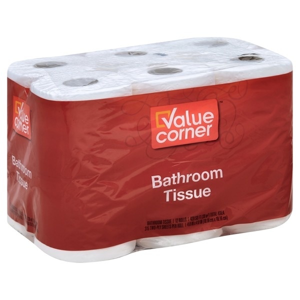 slide 1 of 5, Value Corner Bathroom Tissue Two-Ply, 12 ct