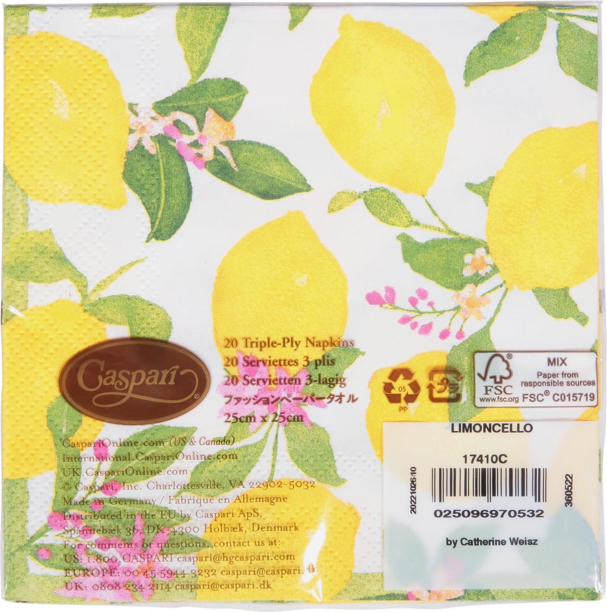 slide 6 of 12, Caspari Triple Ply Limoncello Napkins 20 ea, 