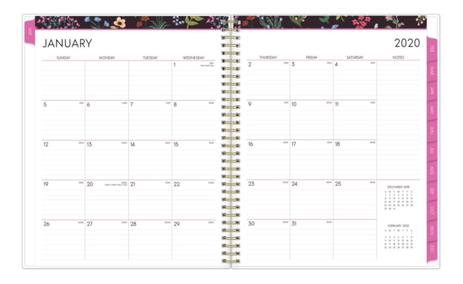 slide 3 of 4, Blue Sky Londonberry Weekly/Monthly Wirebound Planner, 8-1/2'' X 11'', Multicolor, January To December 2020, 115538, 1 ct