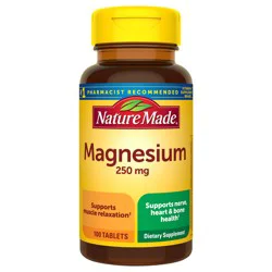 Nature Made Magnesium Oxide 250 mg, Magnesium Supplements for Men and Women, Support for Muscle, Heart, Bone and Nerve Health, 100 Tablets, 100 Day Supply
