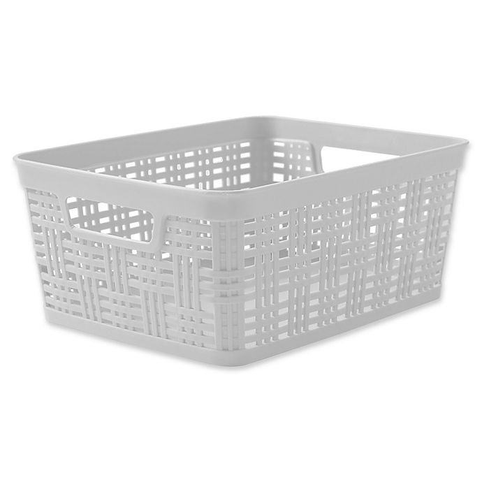 slide 1 of 1, Starplast Plastic Wicker Small Storage Basket - White, 1 ct