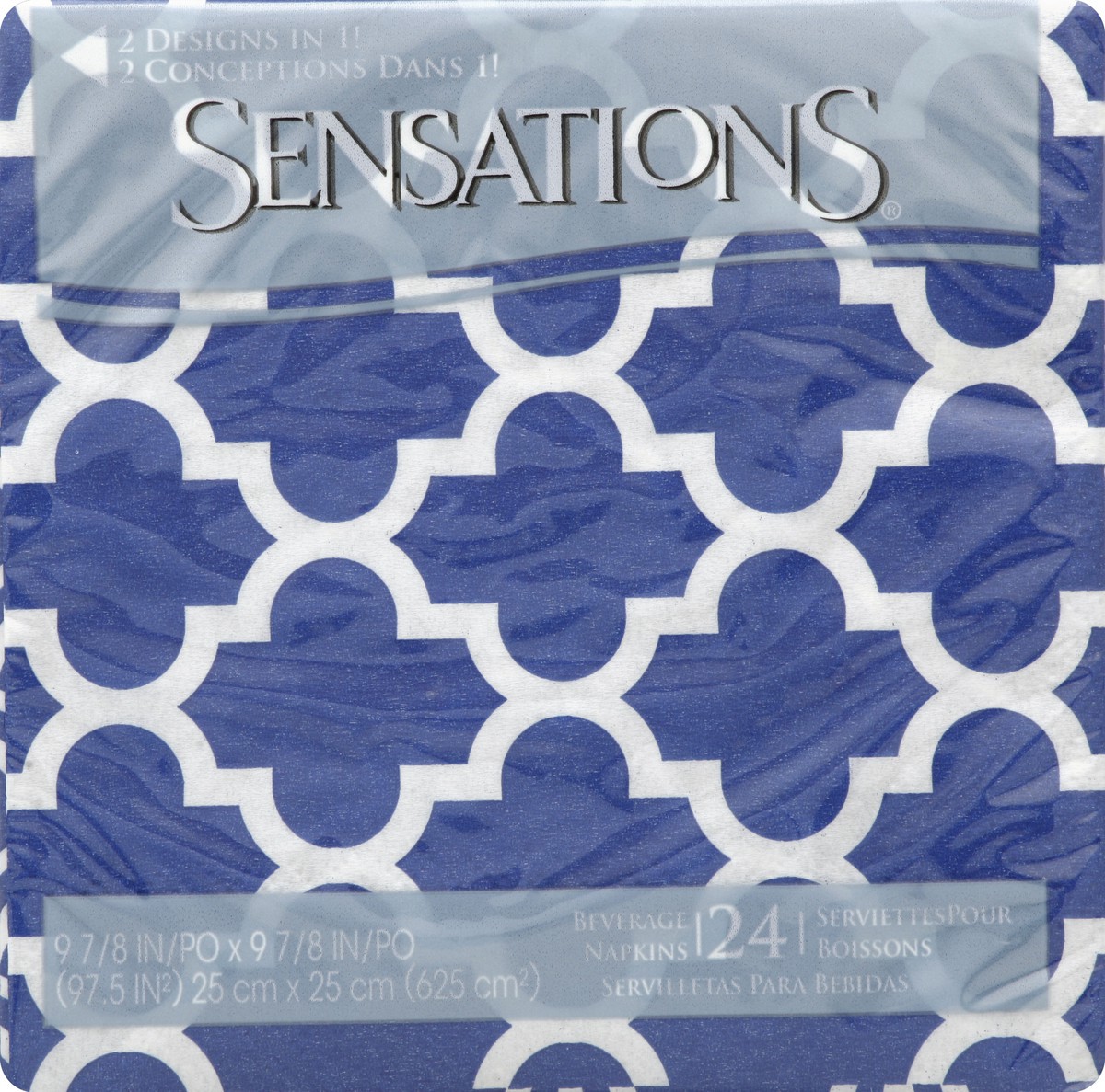 slide 4 of 4, Sensations Beverage Napkin - Blue Mosaic, 24 ct