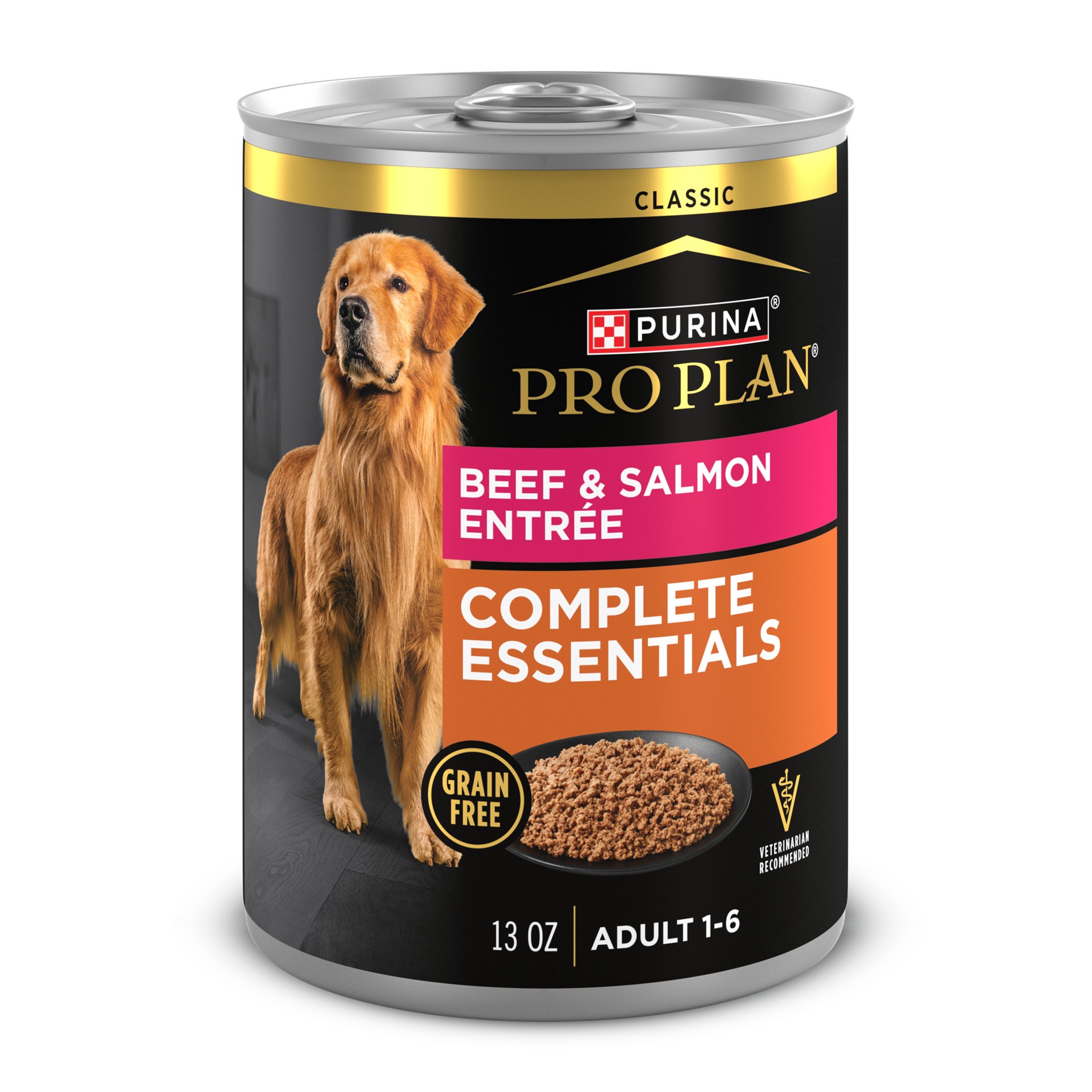 slide 1 of 8, Purina Pro Plan Dog Food Grain Free, Classic Beef and Salmon Entrée, 13 oz