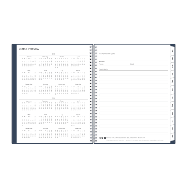 slide 8 of 8, 2025 Blue Sky Weekly/Monthly Planning Calendar, 8-1/2"" X 11"", French Navy, January To December, 1 ct