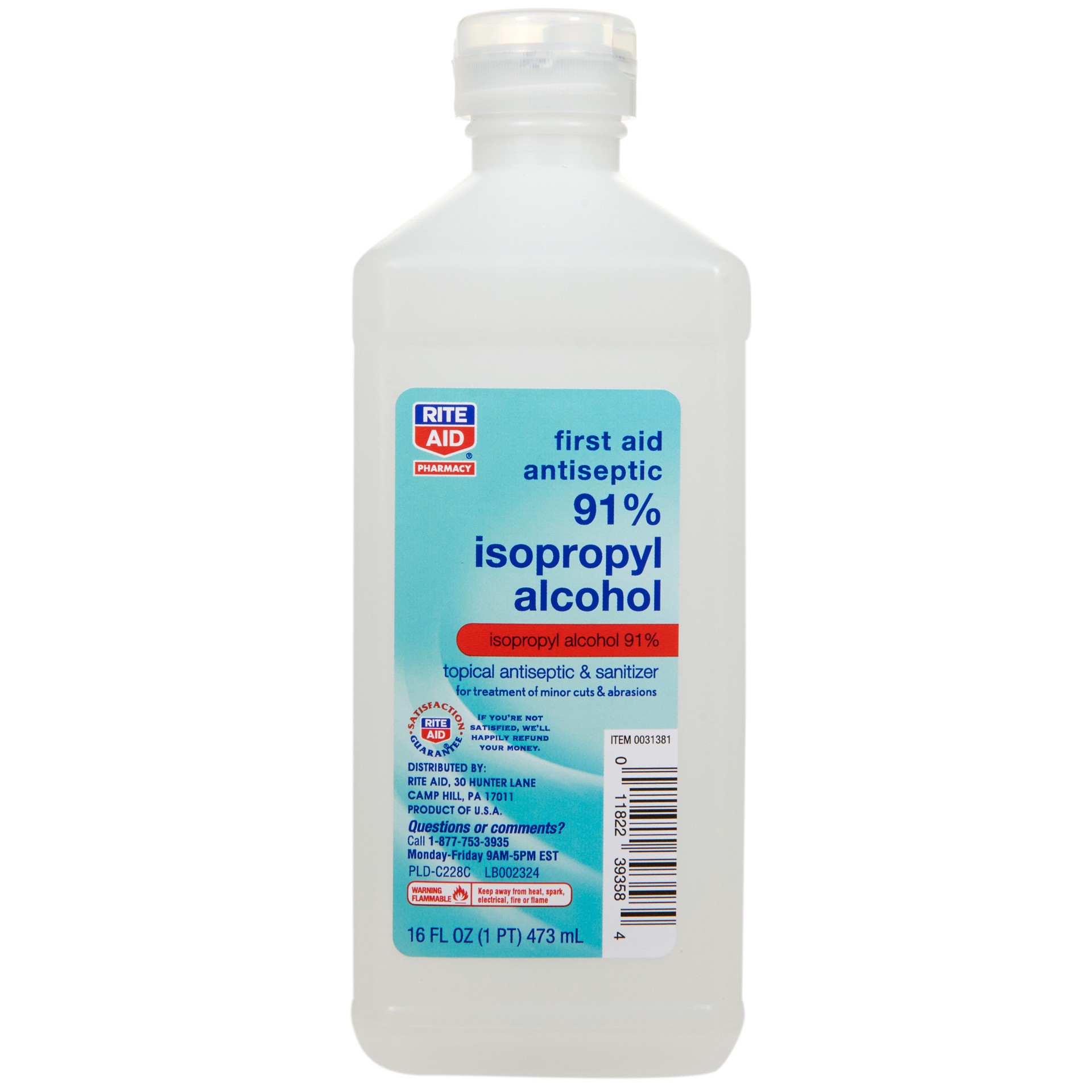 slide 1 of 1, Rite Aid First Aid Antiseptic 91% Isopropyl Alcohol, 16 fl oz
