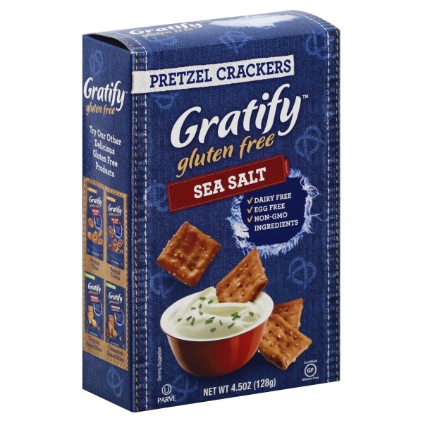 slide 1 of 4, Gratify Sea Salt Pretzel Crackers, 4.5 oz