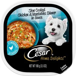 Cesar Home Delights Slow Cooked Chicken & Vegetables Dinner in Sauce Canine Cuisine 3.5 oz