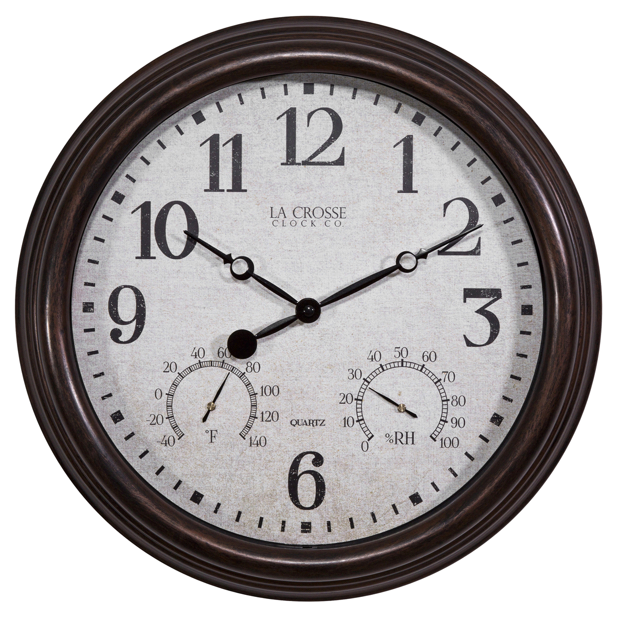 slide 3 of 4, 15" Indoor / Outdoor Wall Clock with Temperature and Humidity, 15 in