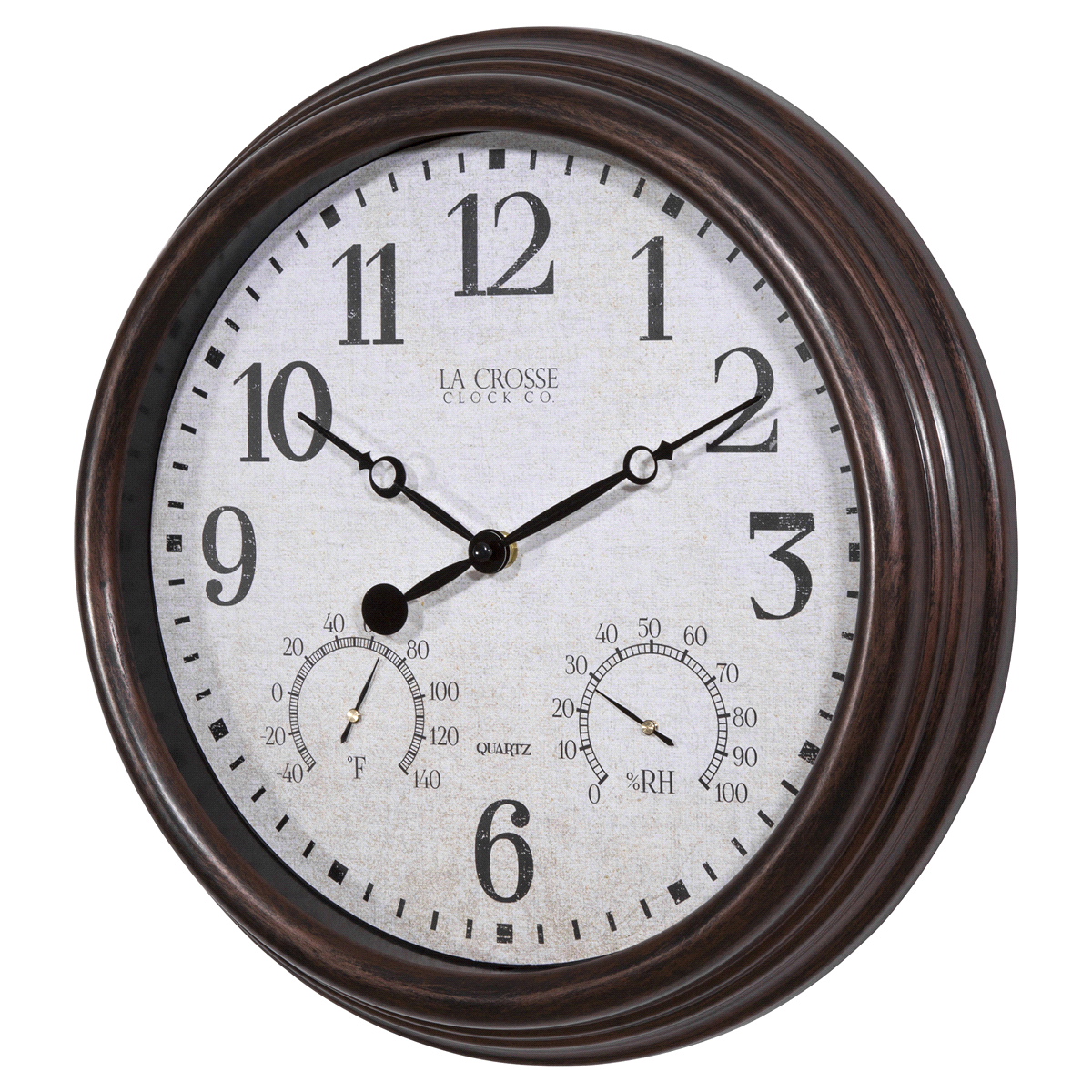 slide 2 of 4, 15" Indoor / Outdoor Wall Clock with Temperature and Humidity, 15 in