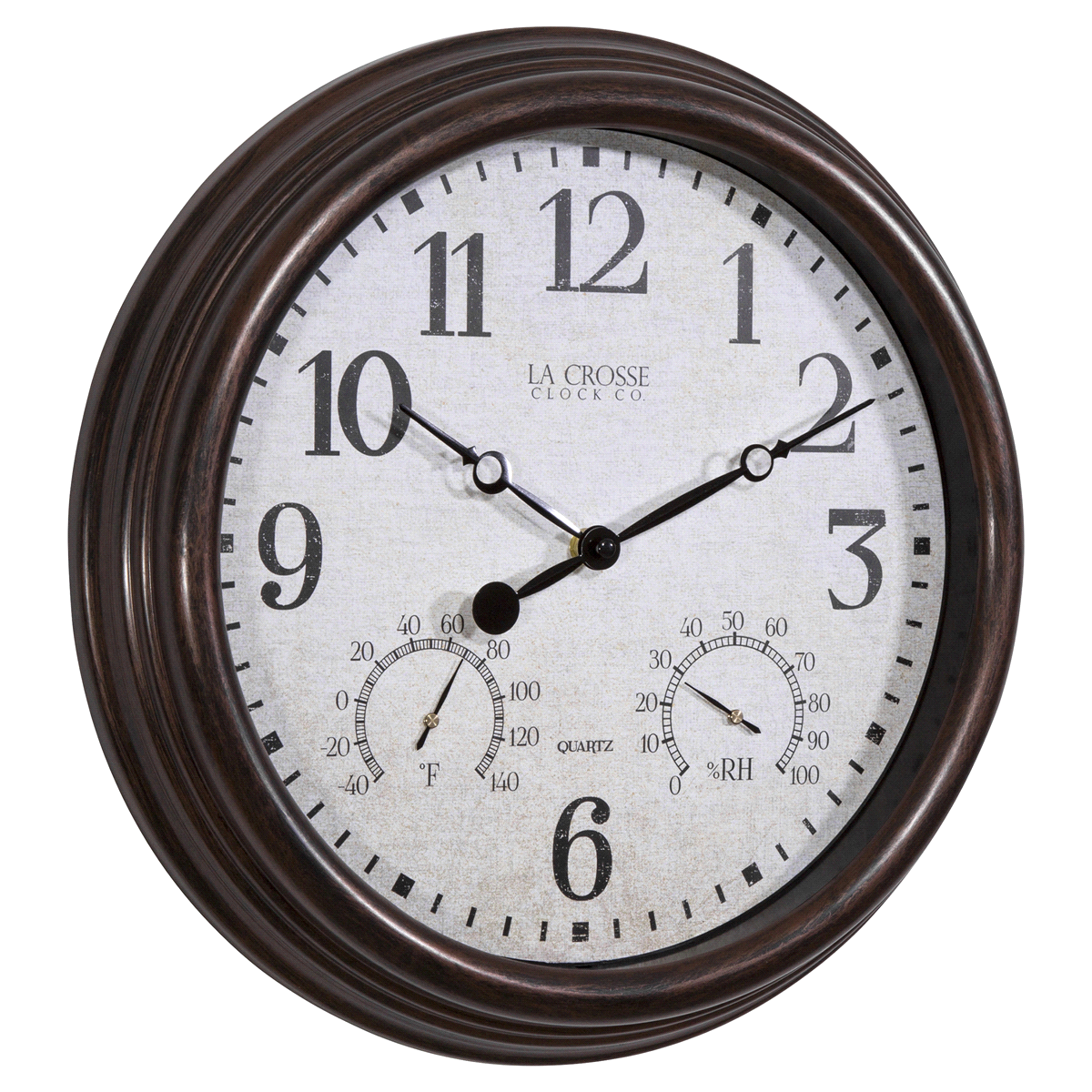 slide 4 of 4, 15" Indoor / Outdoor Wall Clock with Temperature and Humidity, 15 in